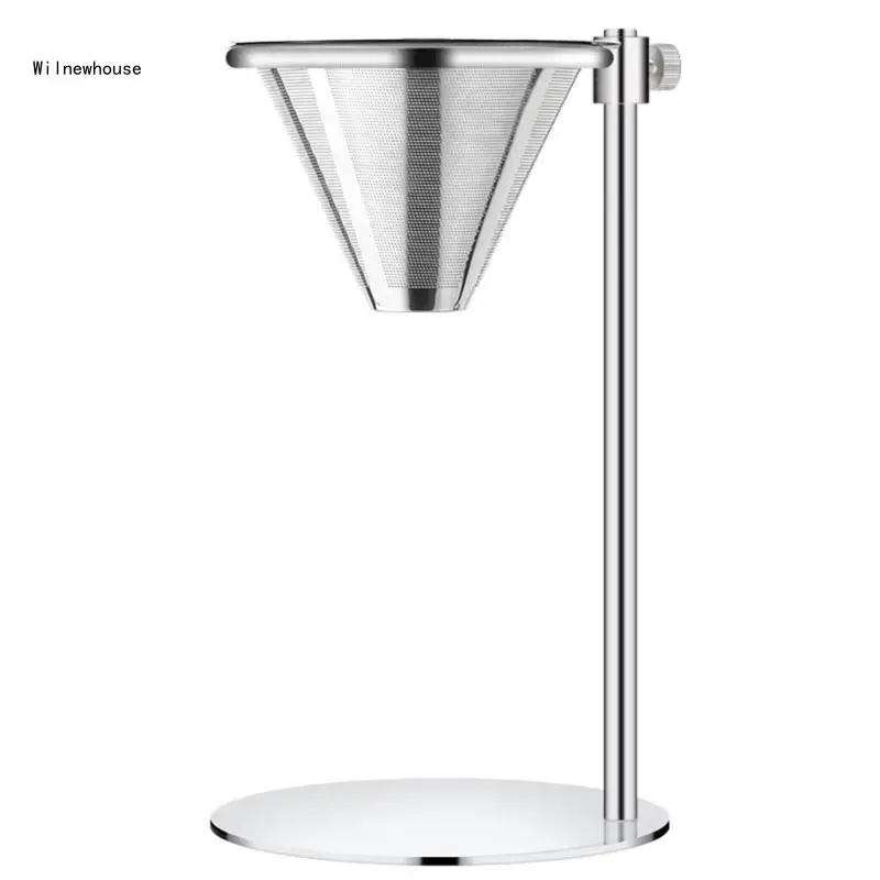 

Adjustable Stainless Steel Coffee Maker Station Stand with Double Filter Freestanding Drip Cone Brewer Dropship