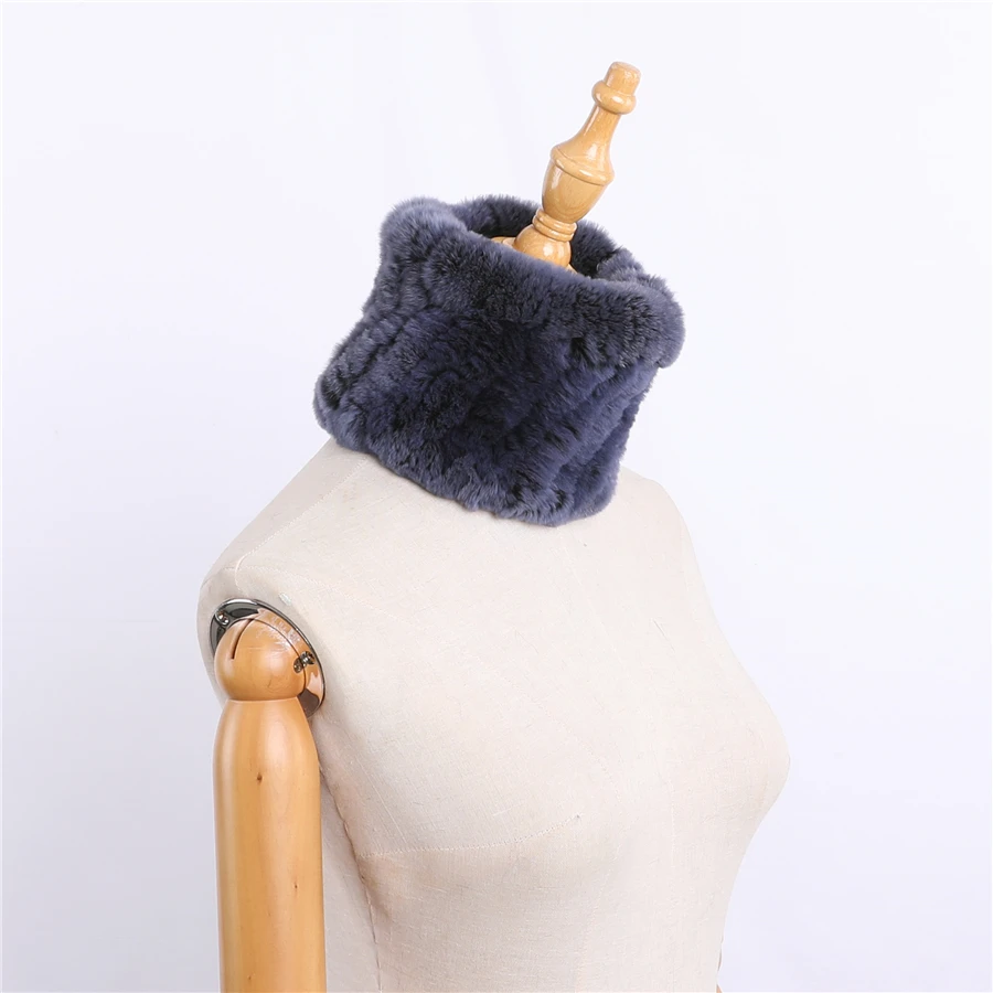 Fashion Winter Real Rex Rabbit Fur Snood Cowl Ring Scarf Women Infinity Scarves Ladies Scarfs Warm Neck Warmer Headbands Elastic