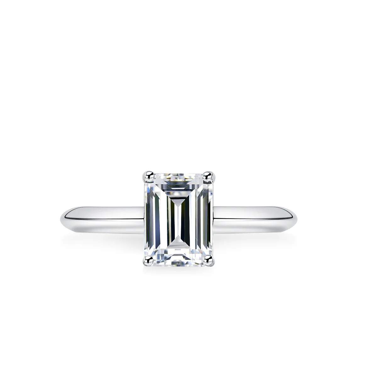 Luxury Inlaid Rectangle Ring 2ct Moissanite PT950 Platinum - Timeless rectangle, 2ct sparkle, perfect confession choice
