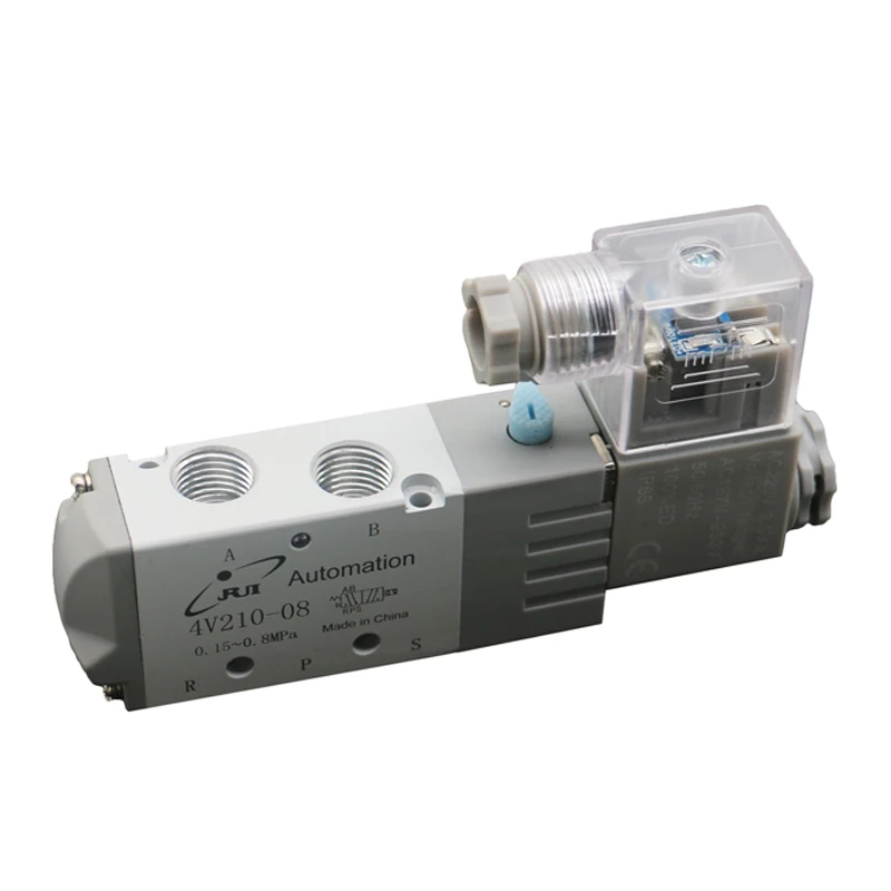 Factory Cheap Price 1/4 Inch 5 Way 2 Position Pneumatic Air Control Solenoid Valve Single Electrical 4V210-08 DC12V/24V/220V