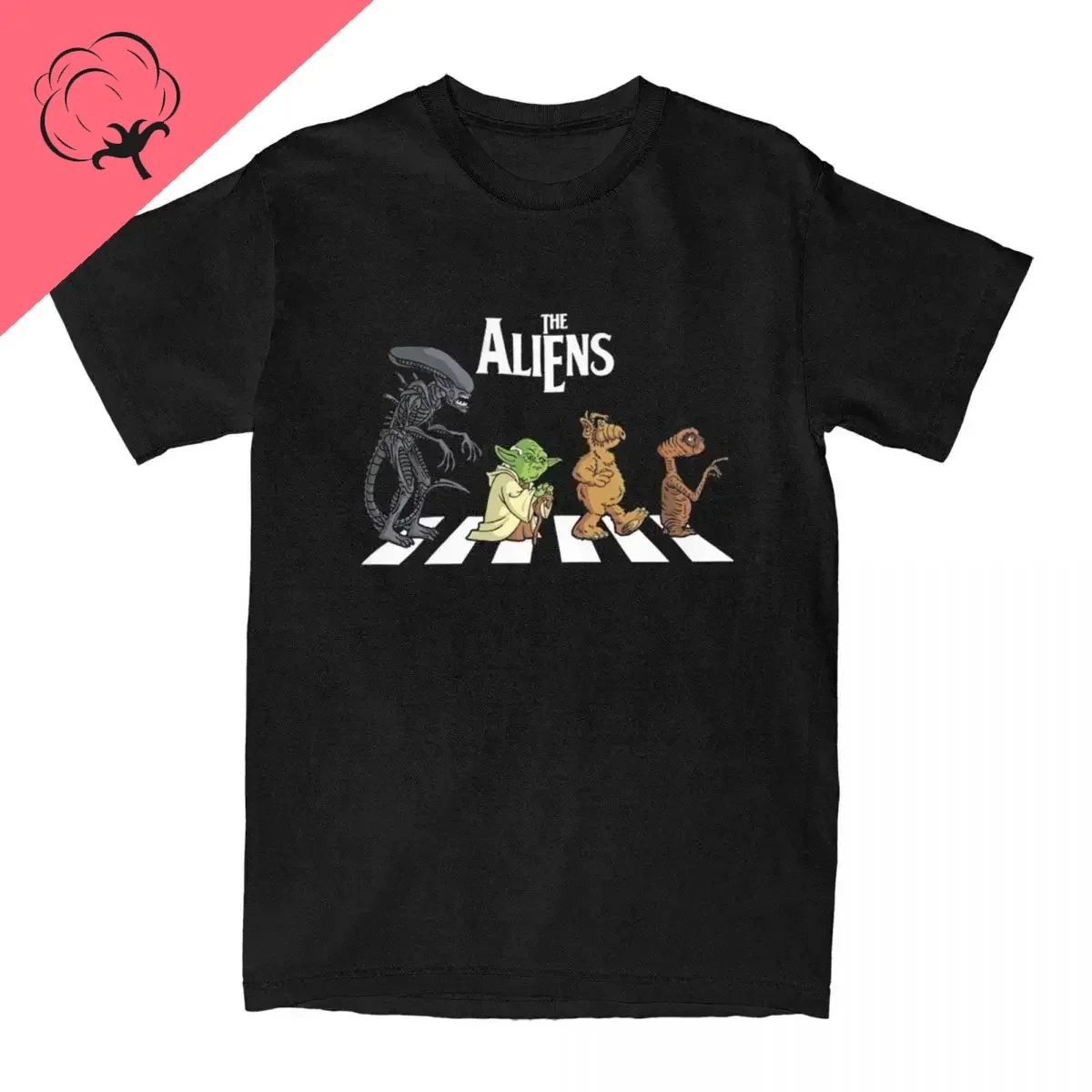 The Aliens Alf E  Shirt Classic Film Alien Abby Road  Vintage 100%cotton Short Sleeve O-Neck    Large Size