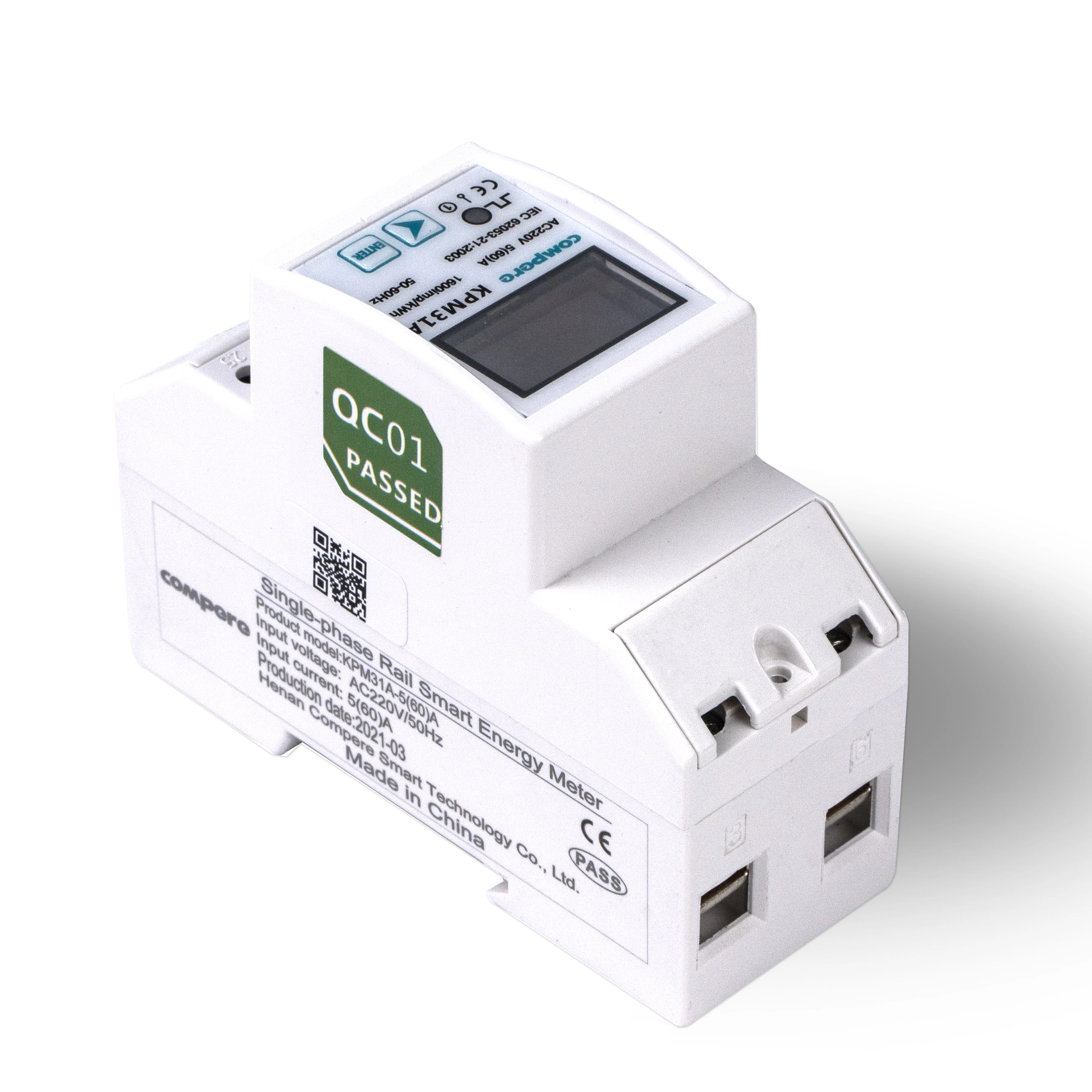 Medidor de energia monofásico rs485/modbus 60a kwh medidor de energia inteligente remoto em trilho din para sistema de monitoramento de energia on-line