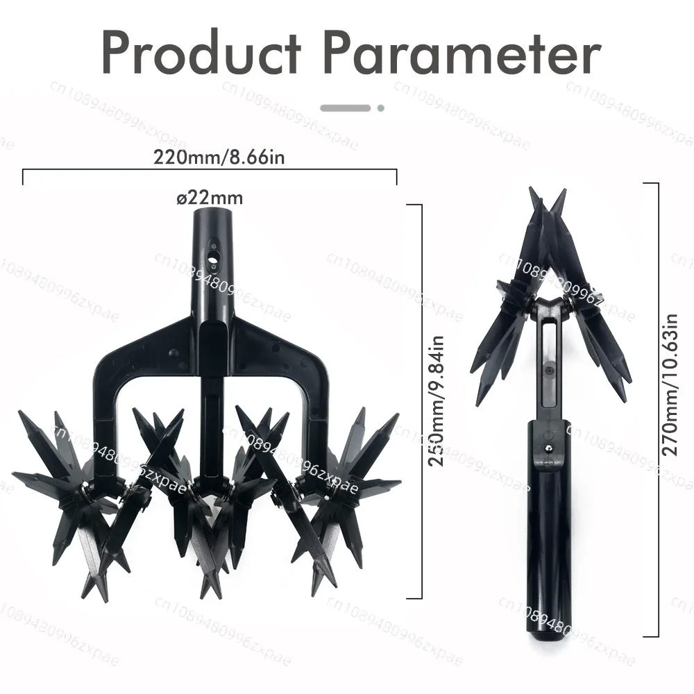 Grass scarifier, soil turning tool, garden soil scarifier, rotary tiller soil scarifier, land aerator