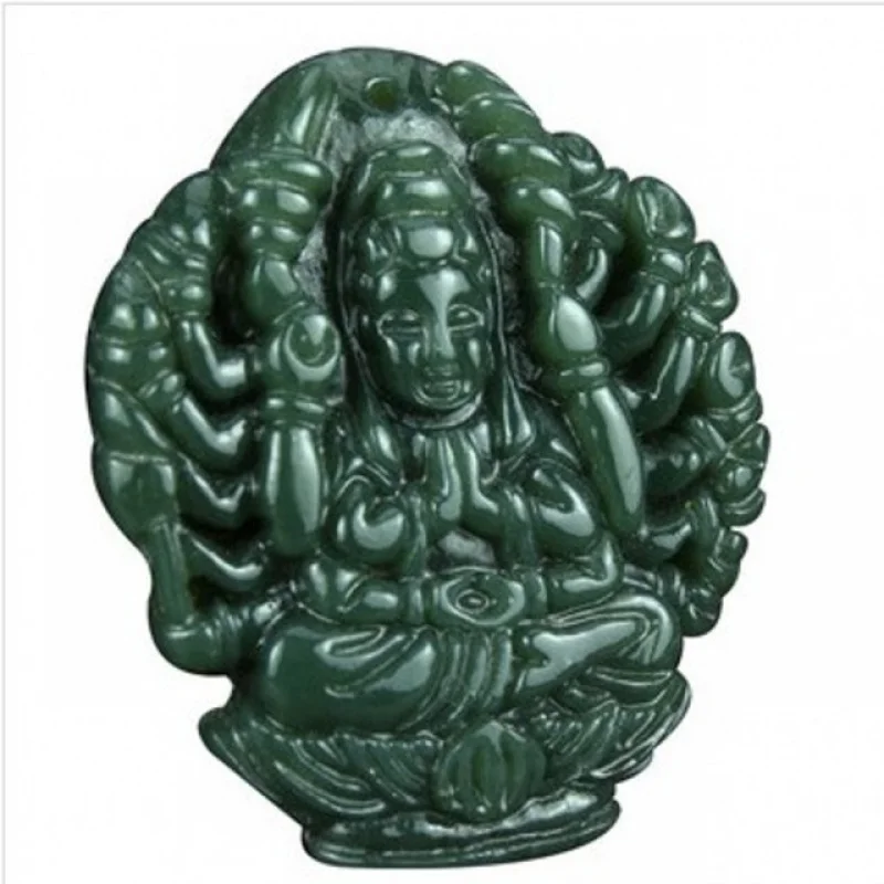 Hetian colgante de Jade gris de mil manos, Guanyin, zodiaco, rata, Buda guardián, hecho a mano