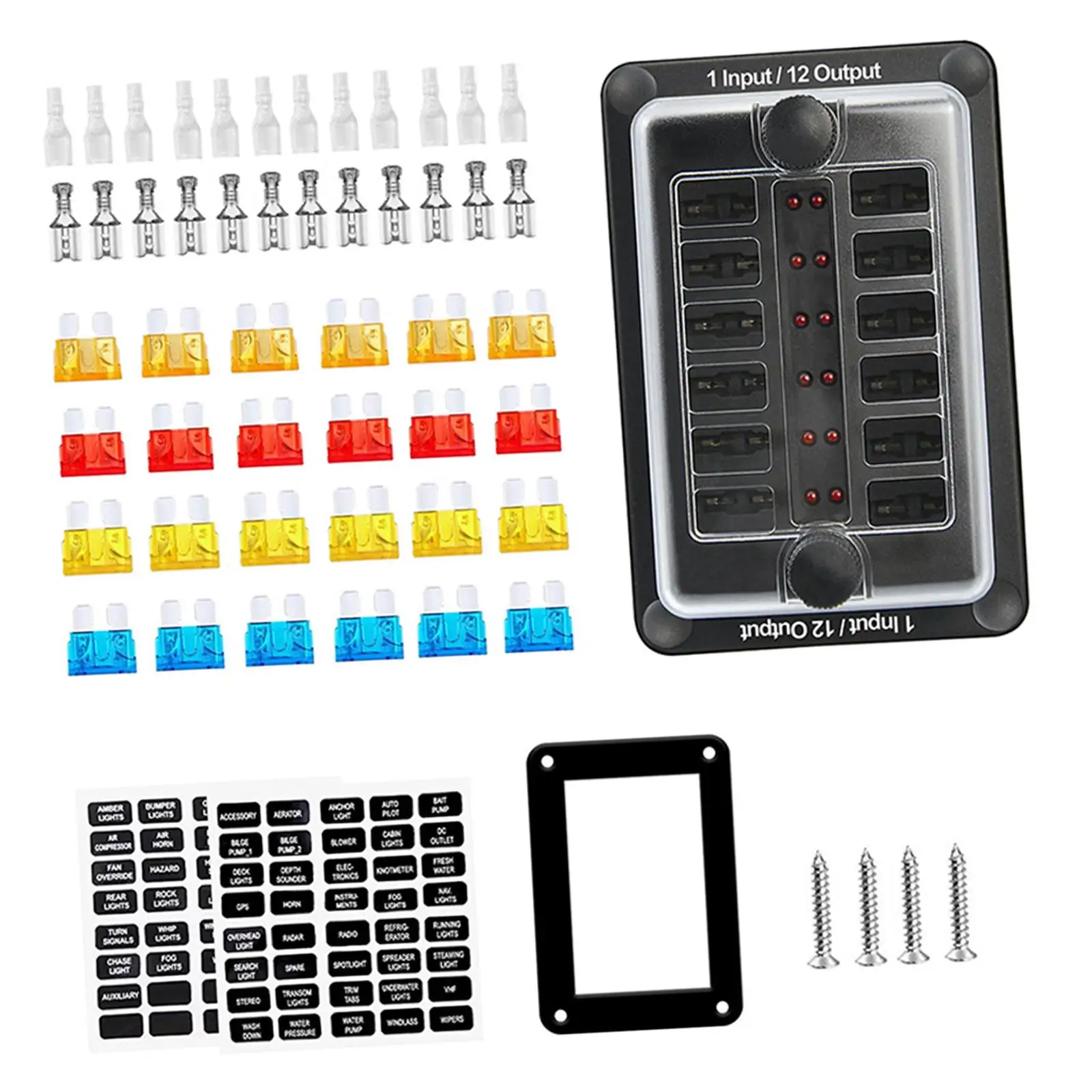 12 Circuit Atc Fuse Box Holder Repair Parts Accessories with LED Indicator 1 in 12 Out 12 Way Fuse Box for Truck