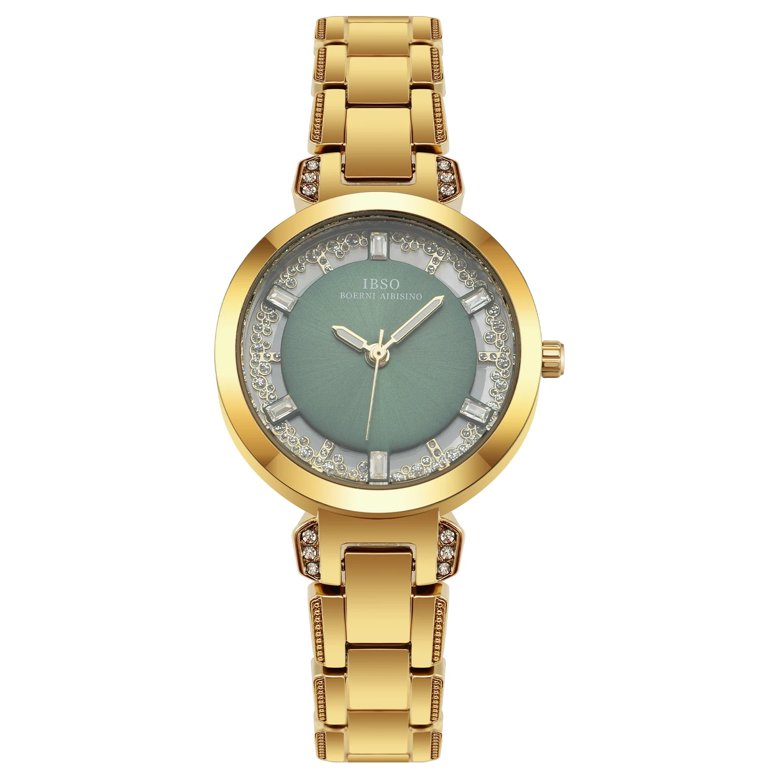 

Женские кварцевые часы IBSO Rolling Stone Dial 2026, новинка, водонепроницаемость 3ATM, светящиеся стрелки, ремешок из нержавеющей стали