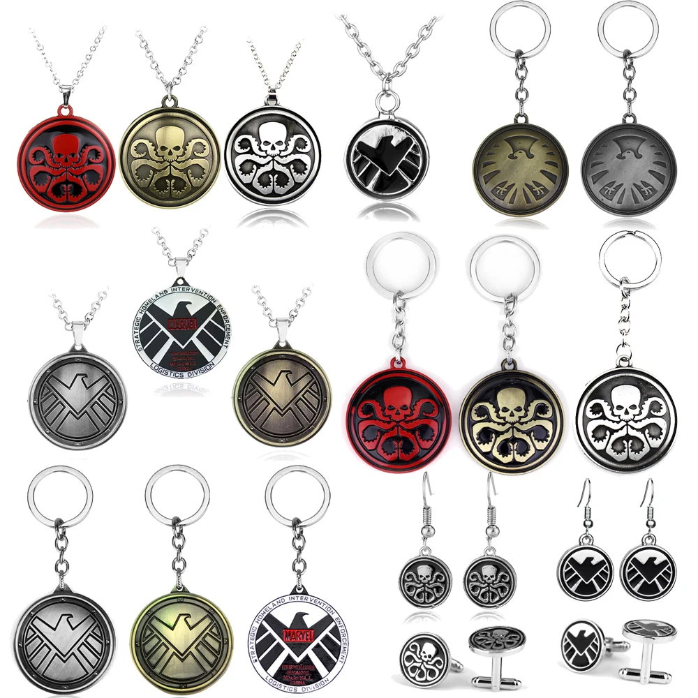 Disney Marvel Avengers S.H.I.E.L.D. Agent Hydra Logo Necklace Fashion Keychains Accessories Jewelry Gifts for Friends