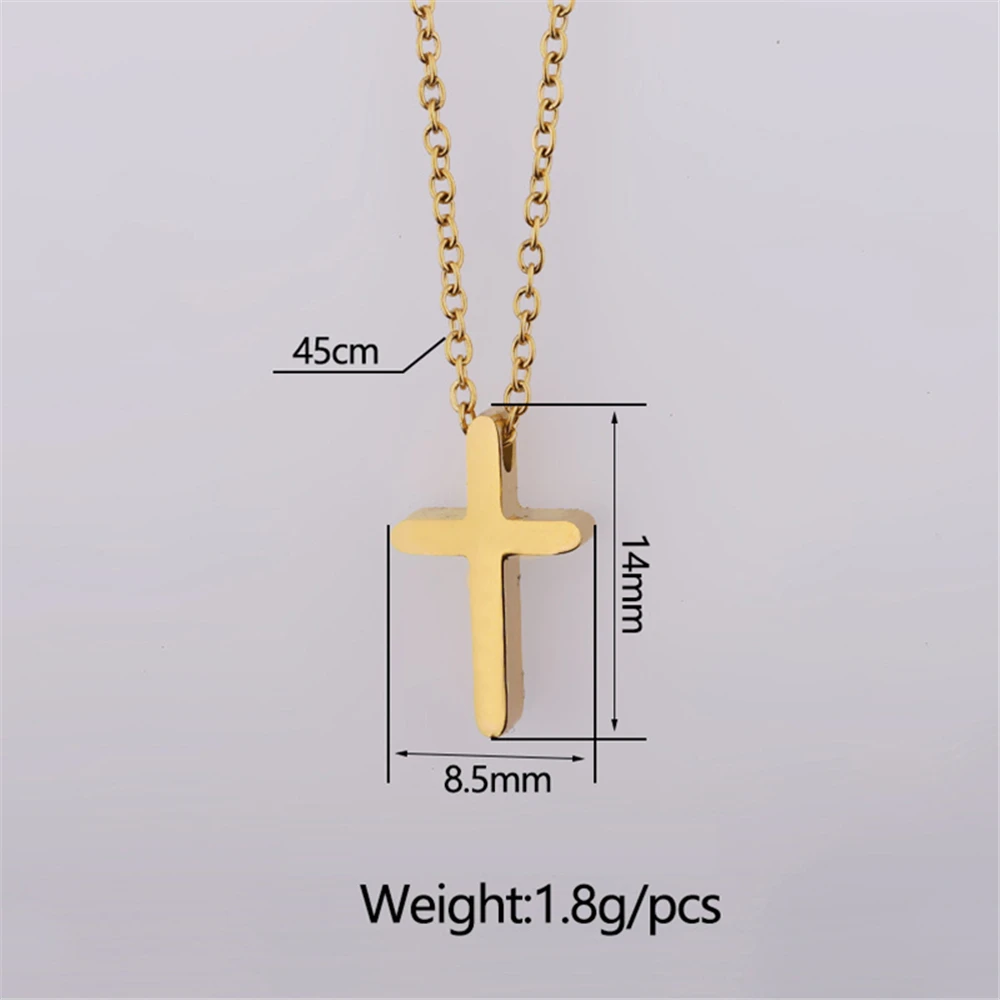 Religious Fashion Female Cross Necklace For Women Gold Silver Color Stainless Steel Small Cross Pendant Jewelry Gift
