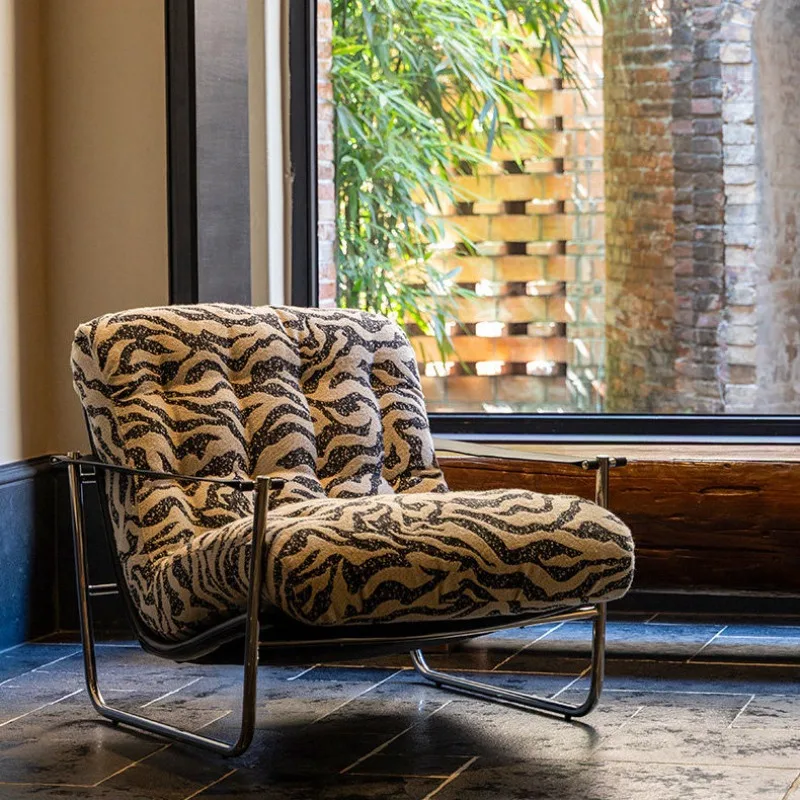 European light luxury zebra pattern Bauhaus leisure chair, living room balcony leisure single chair