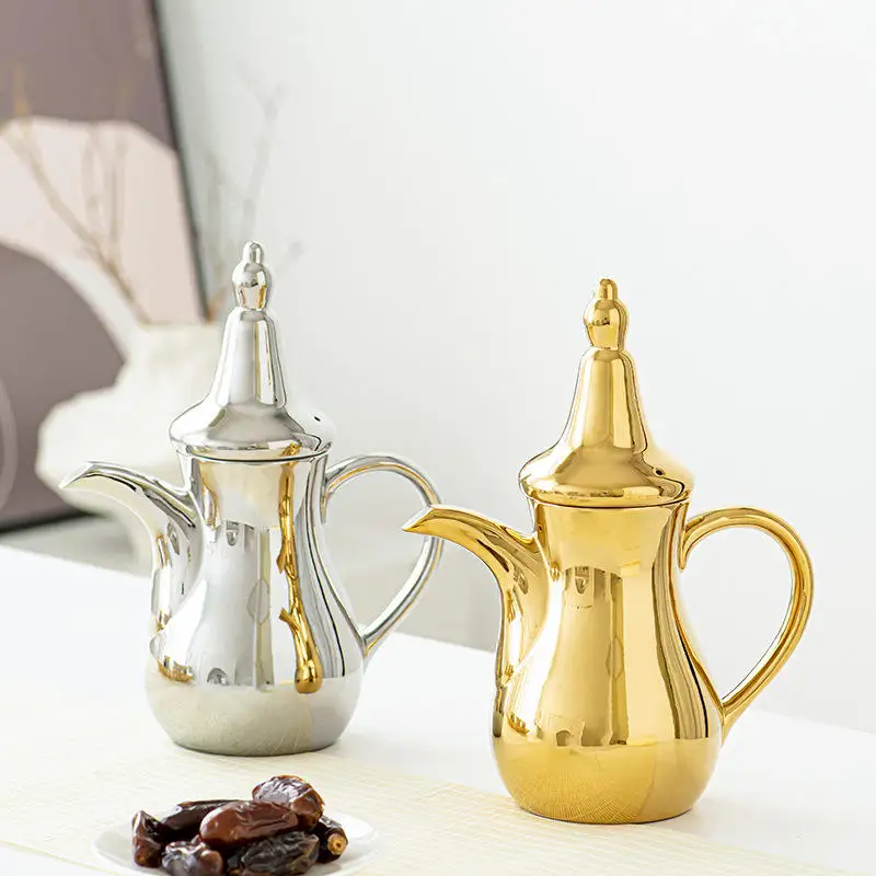 

Luxury Ceramic Middle Eastern Kettle Dara Kettle for Arabic Coffee Turkish Hot Water Kettle Teapot with Palace Insulation