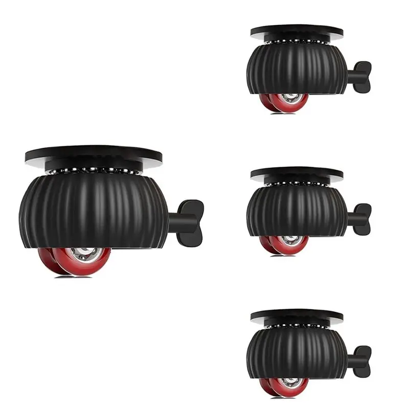 

【GIFT】For Appliances Compatible 4PC Self Adhesive Caster Wheels, Mini Swivel Design With Brake, 360° Silent Rotation Roller