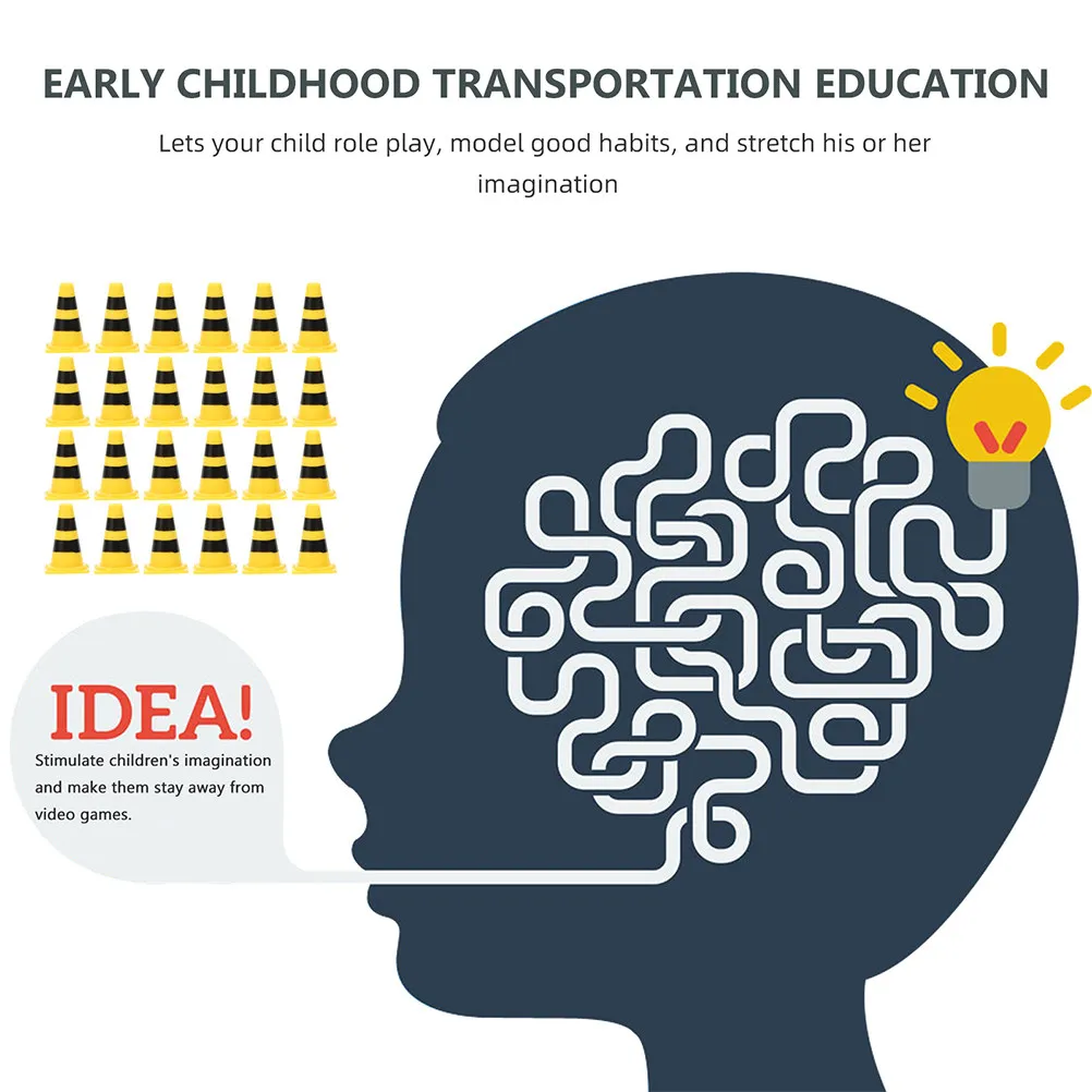 

Набор мини-конусов для изучения дорожного движения, безопасные пластиковые дорожные конусы, аксессуары для обучающих сценариев, подарок на день рождения для детей