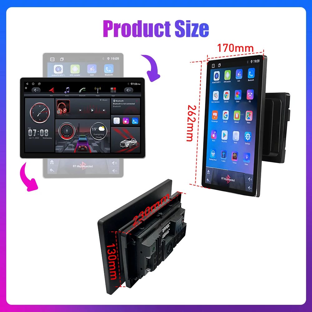 11.5 Inch Rotatable Vertical Screen Car Radio， 2Din Android Multimedia DVD Player GPS Navigation Autoradio Carplay Android Auto