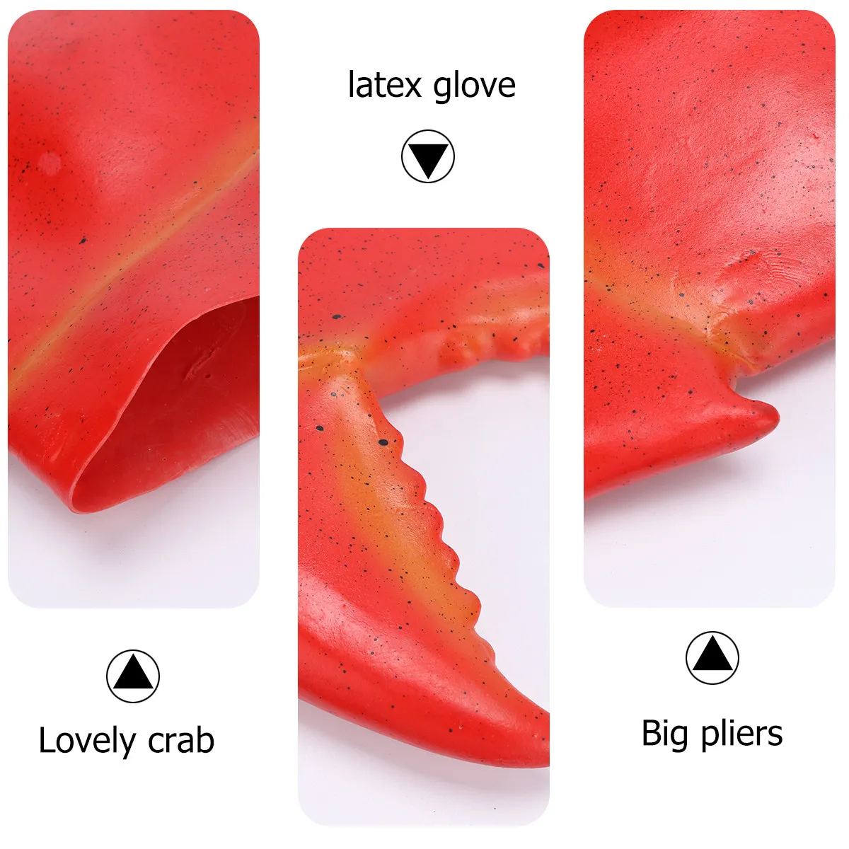 

1Pair Crab Claw Glove Fashionable Vivid Pattern Latex Glove Lightweight Safe Fun Hand Ornament for Kids Adults Party Gag Gift