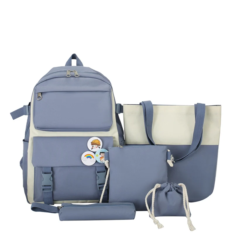 Ensemble de sacs à dos Kawaii Colorblock - Sac à dos décontracté pour femme, sac pour ordinateur portable et sac fourre-tout