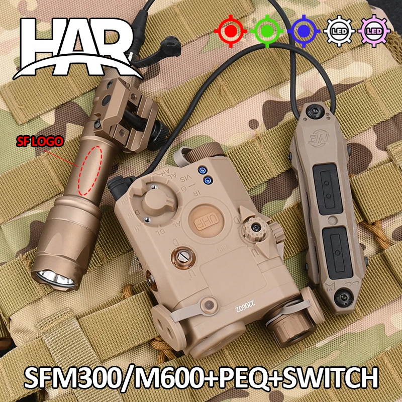 WADSN Airsoft PEQ 15 equipments Red Green Blue Powerful Laser Dot IR Indicator Surefir M600 M600C Flashlight Dual Control Switc