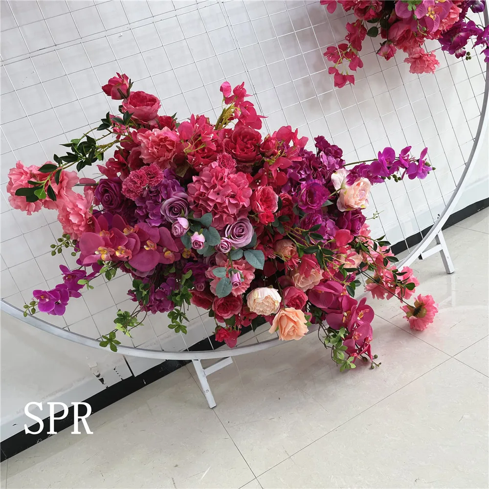 SPR Wedding White Ivory Floral Arrangement Supplies Artificial Rose Hydrangea Flower Stage Moon Gate Arch Frame