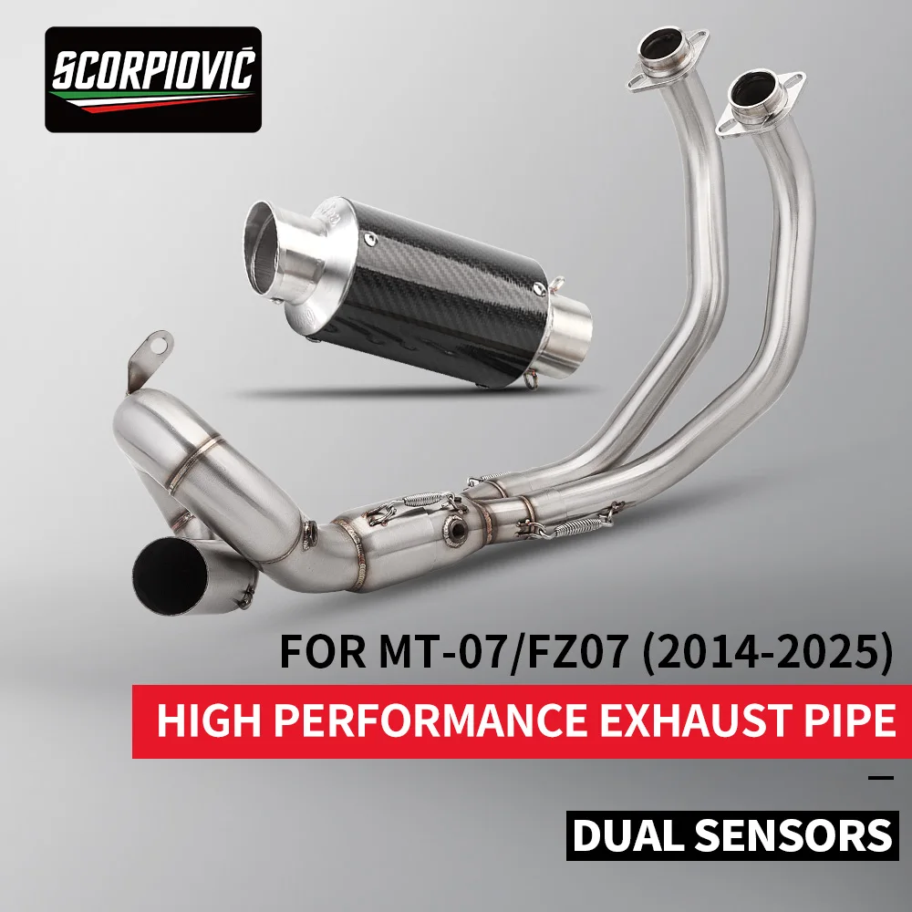 

Выхлоп мотоцикла для MT07 MT-07 R7 xsr700, модифицированная передняя часть, передняя труба из нержавеющей стали с глушителем 51 мм 2014-2025