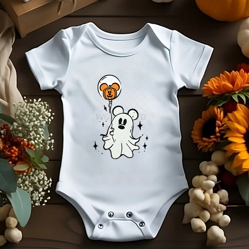 

Retro Ghost Mouse Cotton Infant Jumpsuit Cute Ghost Halloween Girl Boy Bodysuits Spooky Season Pumpkin Cartoon Newborn Romper