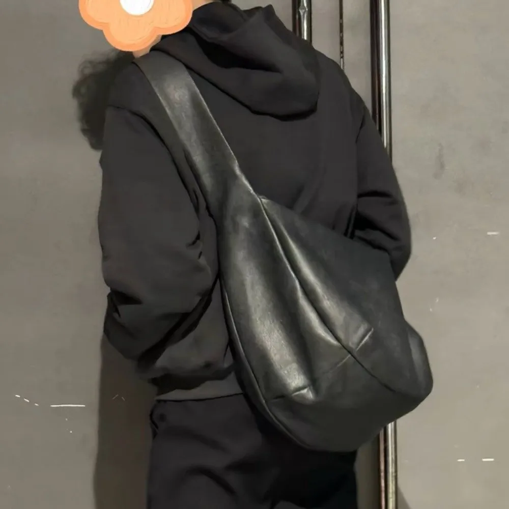 حقيبة كروس للرجال على الطراز العتيق ​ ​   بو الجلود ​ ​ حجم كبير ​ ​   حقيبة كتف مطوية حقيبة يد ذات سعة كبيرة ​ ​   للرجال والنساء