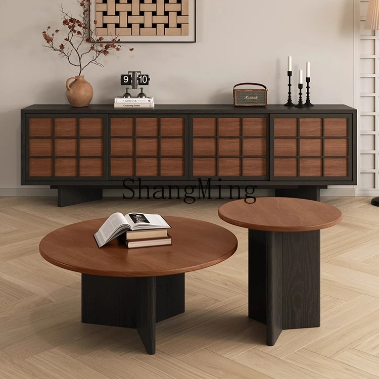 

SM antique living room home TV cabinet small apartment retro storage integrated high TV cabinet