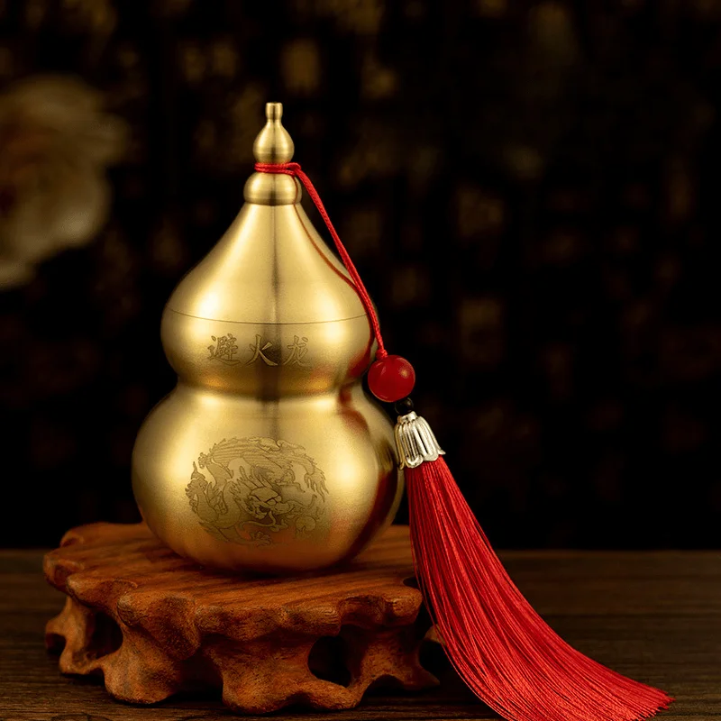 

3pcs, Feng Shui Fire Dragon Brass Gourd with Tassels And Fish, Symbolizing Wealth, Career Advancement, New Year Gifts, Abundance