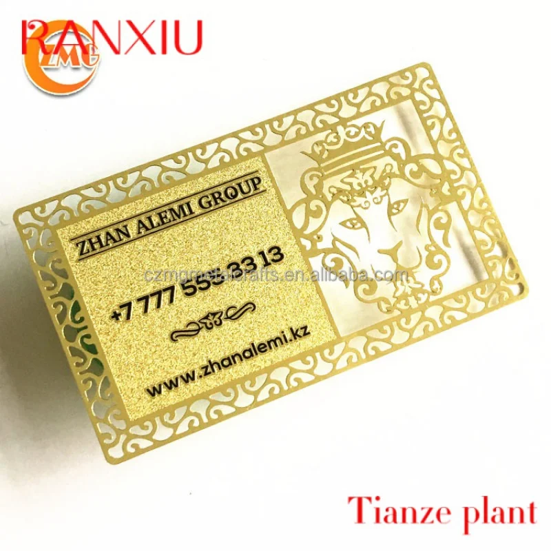 Custom laser cut engraved golden etal busins card in p pre