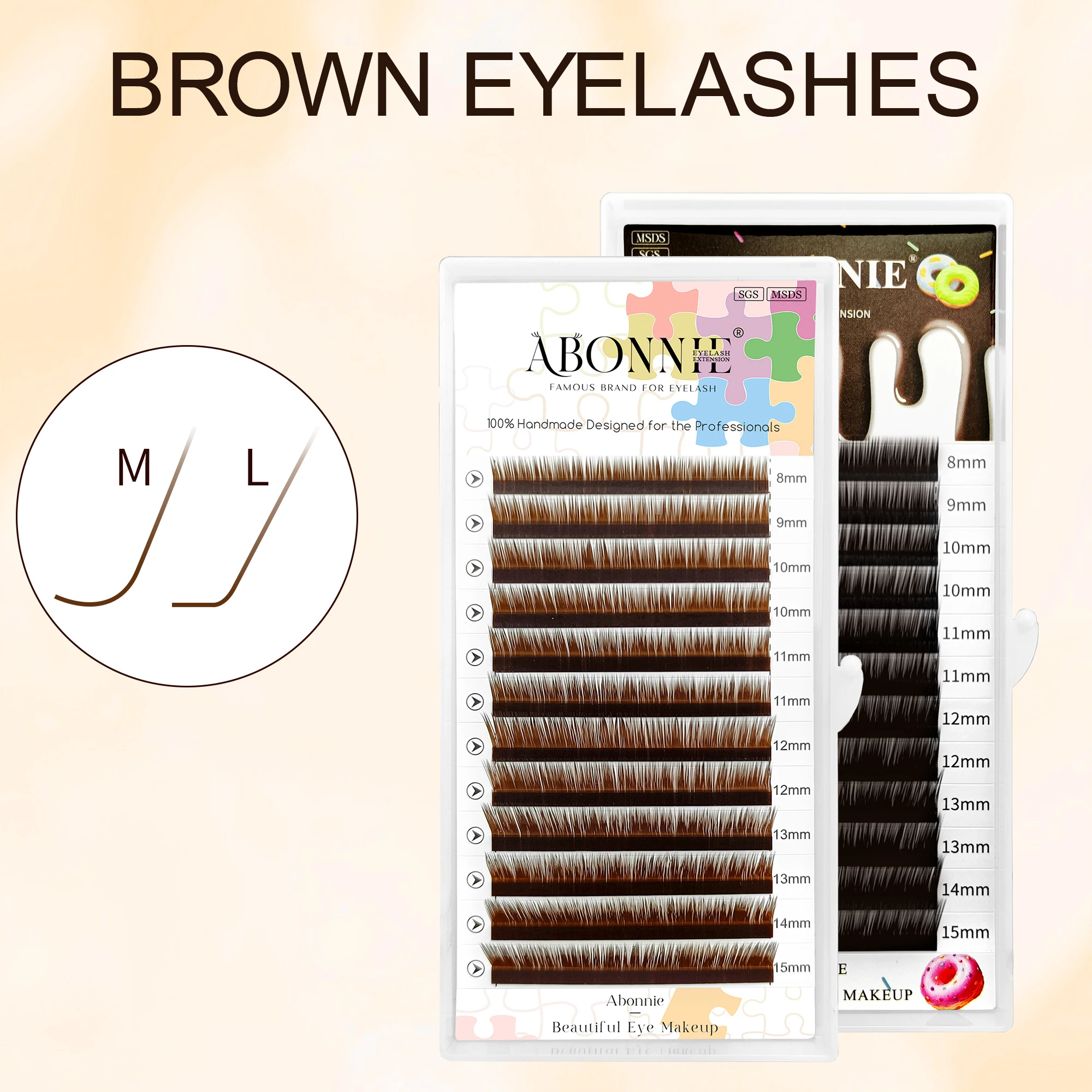 Abonnie Brown Colored M Curl Eyelashes Fox Eyes Lashes Extensions Cilios M Curl