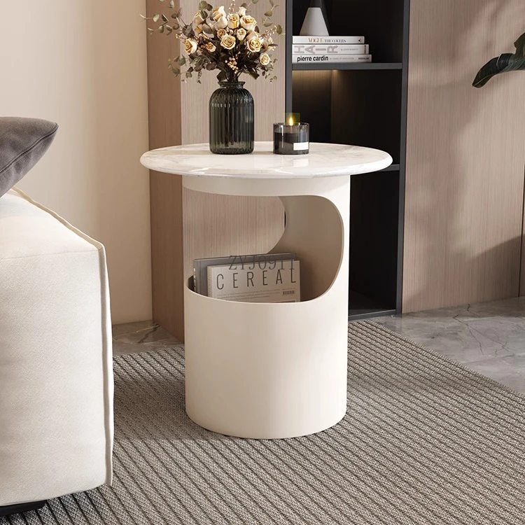 طاولة قهوة مستديرة على الطراز الحديث لغرفة المعيشة بحافة أريكة وطاولة قهوة من الرخام #3