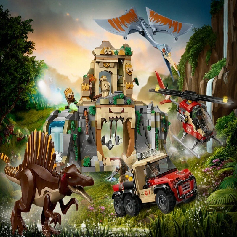 

Dinosaur World park 76976 Spinosaurus and Quetzalcoatlus Aerial Mission‌ Building Blocks Model Assembly Toys Kids Gifts