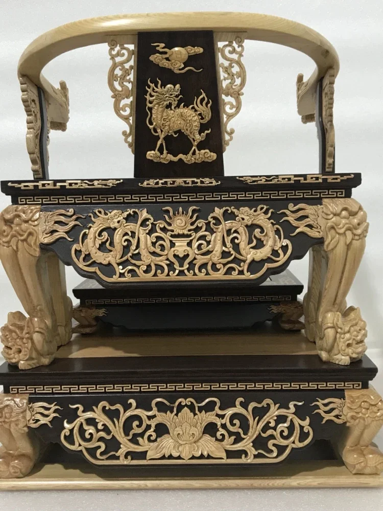 Customized: dragon chair, solid wood statue, wood carving chair, Buddha statue, throne god chair, stacking chair