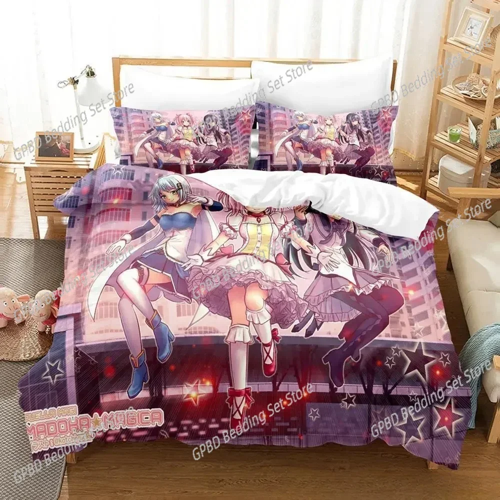 Kawaii Girl Anime Puella Magi Madoka Magica 3D Bedding Set Duvet Cover Pillowcases Single Twin Full Queen King Size Home Decor Q