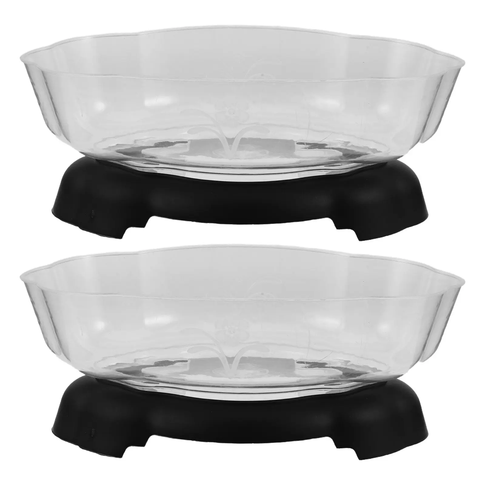 2Pcs Clear Lotus Bowl Planter Transparent Flower Pot for Water Lilies Hydroponic Plant Container Indoor Office Balcony