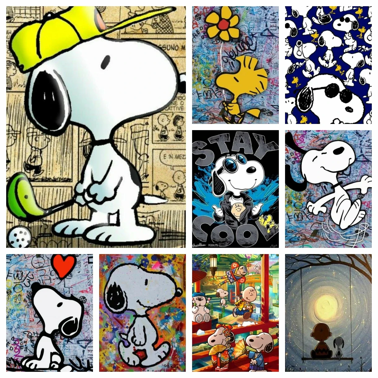 

Набор алмазной живописи, мультфильм Kawaii Snoopy, милая собака, граффити, комикс, вышивка, мозаика, вышивка крестиком, домашний декор, детский подарок