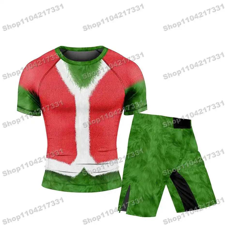 17th Spring Newly Rash Guards Surfing Jersey Beach Shirts Swimwear Diving Gym Shorts MMA BJJ Men Jiu Jitsu Fitness Sets