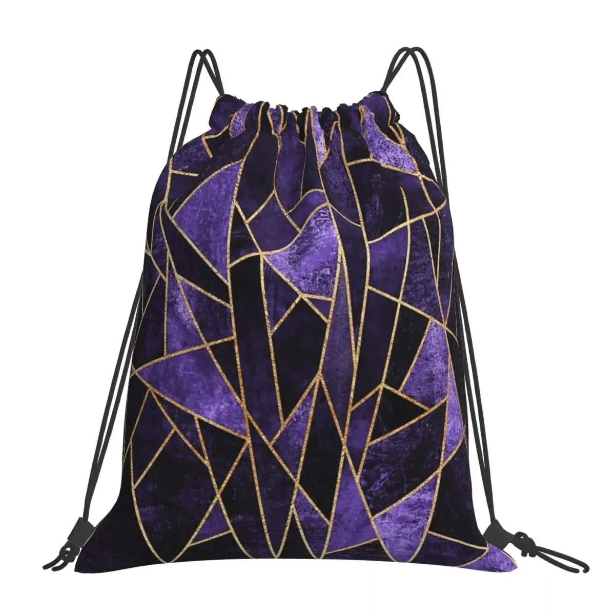 Shattered Amethyst Backpacks Fashion Portable Drawstring Bags Drawstring Bundle Pocket Sports Bag BookBag For Travel School