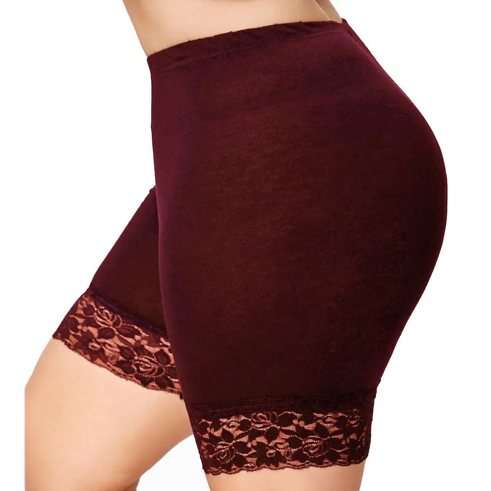 Women\'S Plus Size Lace Stitching Sports Shorts Leggings XL High Waist Hollow Lace Stretch Leggings XL-4XL