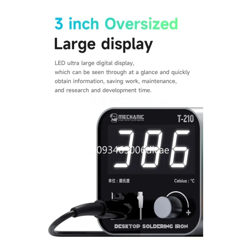 MECHANIC T-210 LED Large Display Intelligent Desktop Soldering Welding Station Heating Iron Core Short Circuit Protection Repair