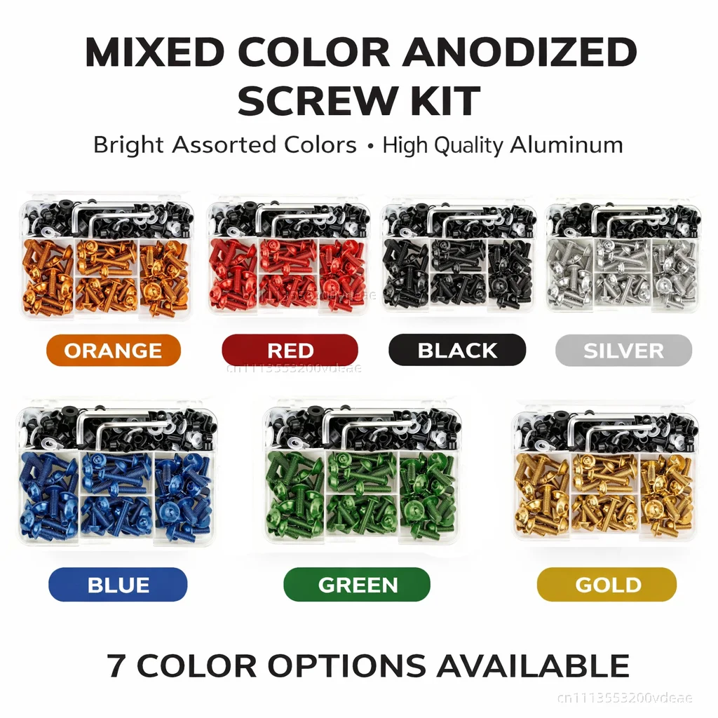195Pcs Motorcycle Aluminum Fairing Bolt Screws Kit Nut Clips For MV Agusta 675 800 Brutale 800 1000 Turismo Veloce RC CNC view 6