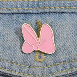 Pink Bowknot Enamel Pins Custom Cute Cartoon Brooches Lapel Badges Creative Funny Jewelry Gift for Kids Friends