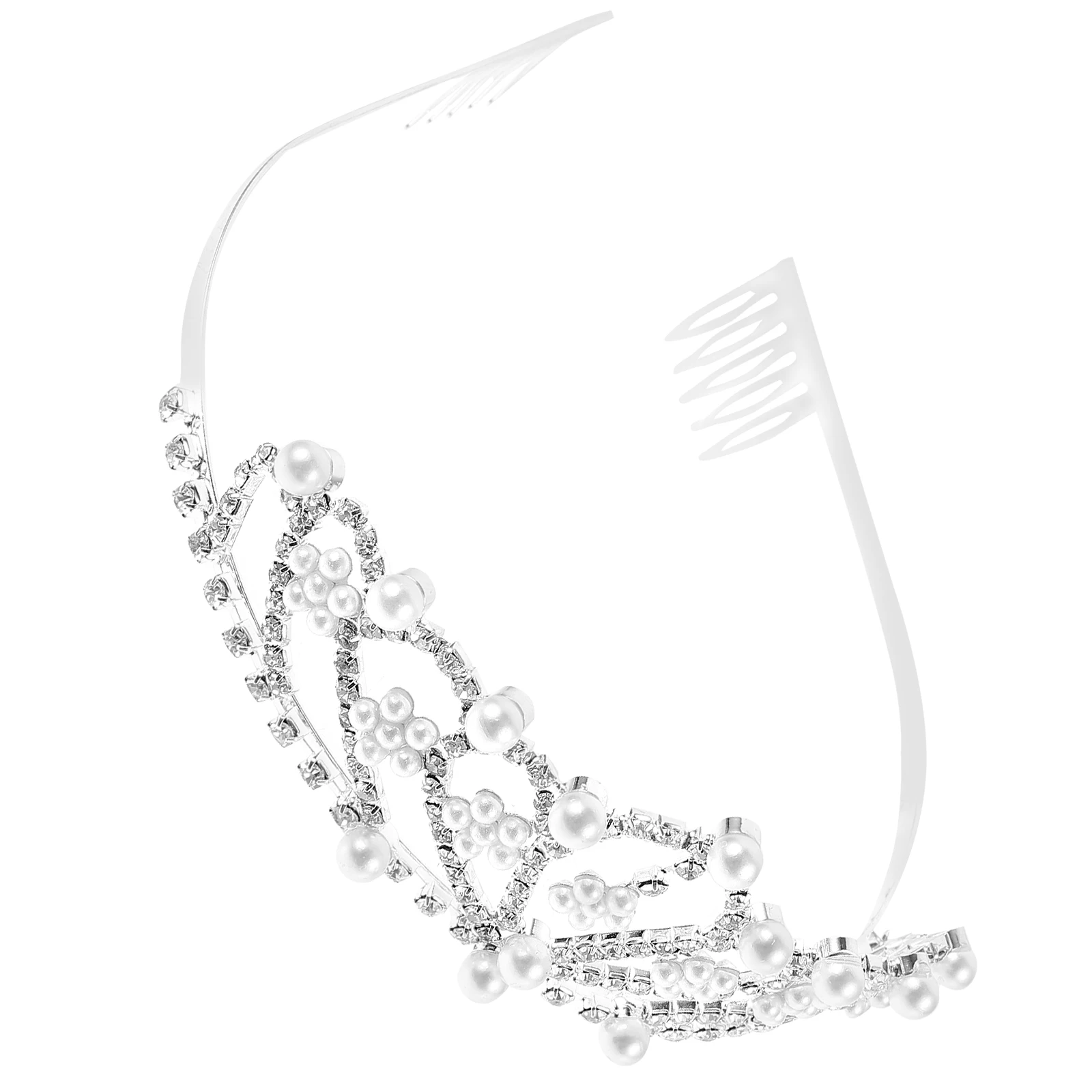 

Pearl Crown Hair Ornament Bridal Wedding Bachelorette Rhinestone Alloy Headband Accessories Blue Fairy for Prom