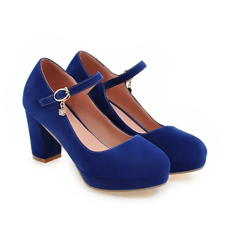 

Women shoes Pumps Ankle Strap Wedding Party Platform Dress High Heels 7.5cm Suede Ladies Shoes zapatos de mujer 537-3