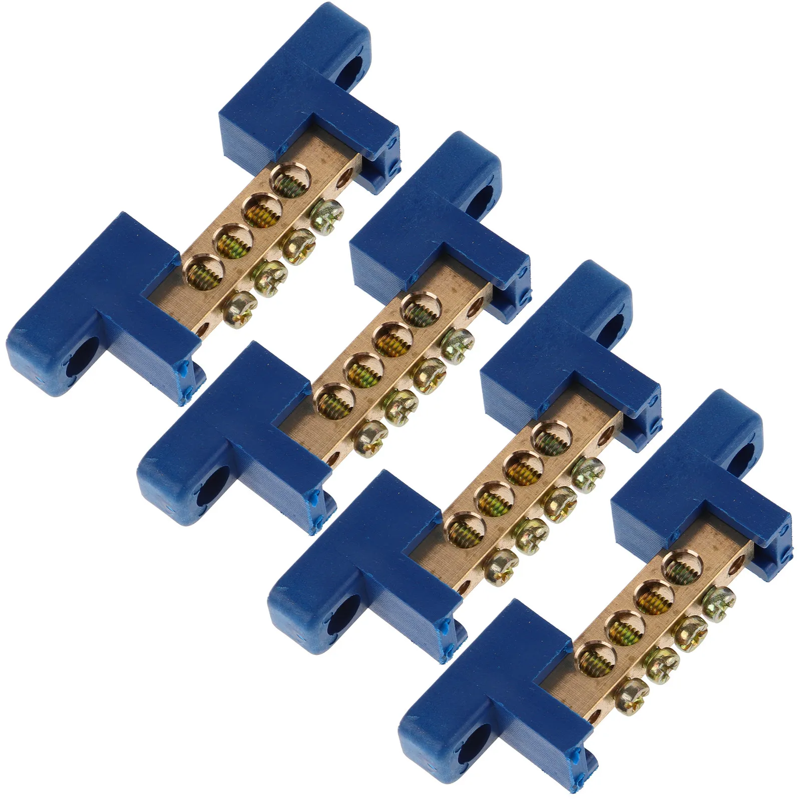 4Pcs Copper Terminal Bus Bars Heavy Duty Ground Bar Kit Electrical Distribution Block Terminal Positions Connector