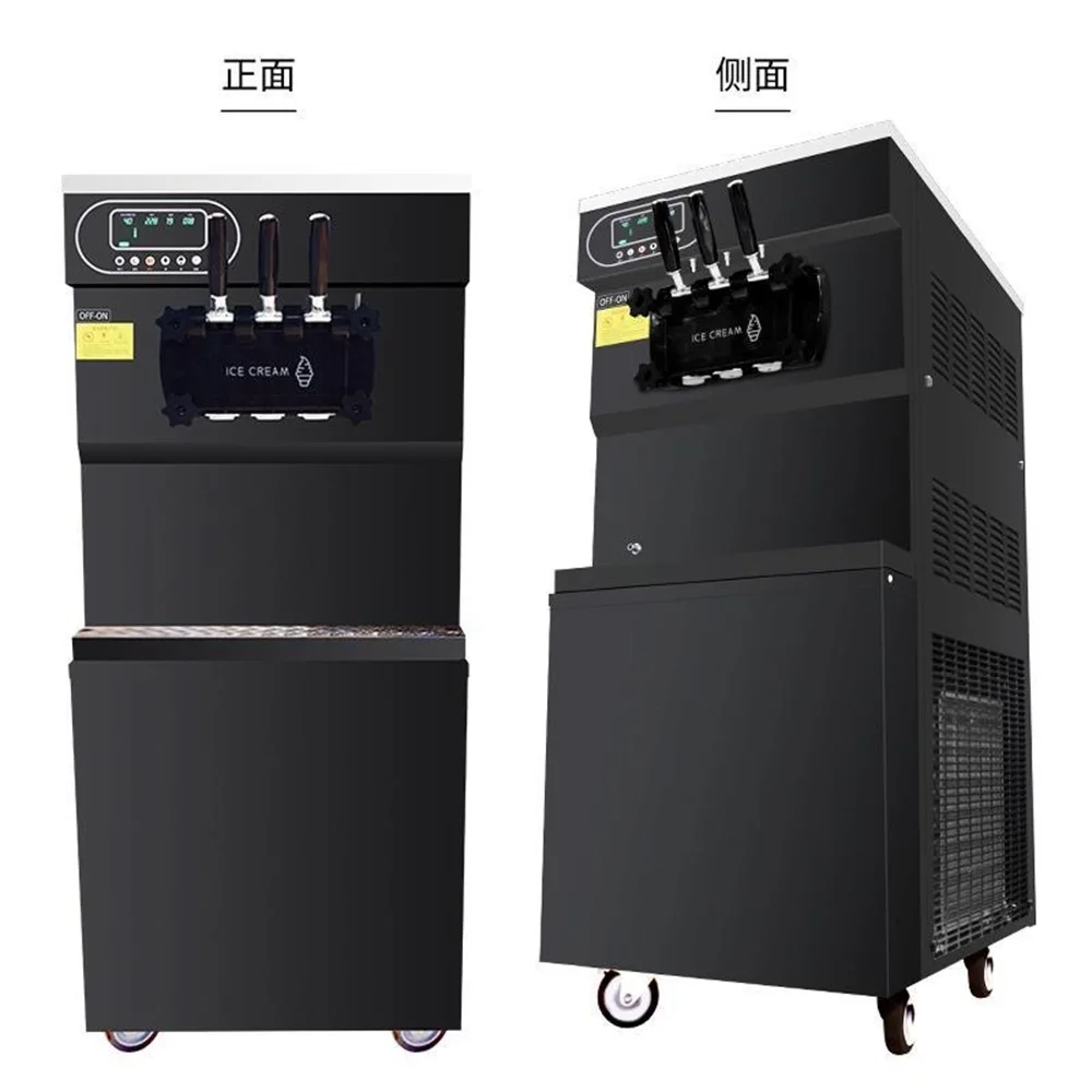 Commercial Ice Cream Maker 22-30L/H 2000W Stainless Steel Countertop Soft Serve Machine 2x6L Hopper LCD Panel Customized