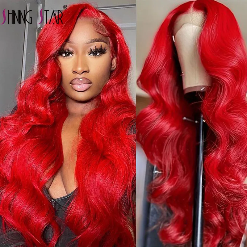 

Red Body Wave Lace Front Human Hair Wigs Burgundy Colored 13x4 13X6 HD Lace Frontal Wig Pre Plucked Remy Hair Peruvian Hair 180%