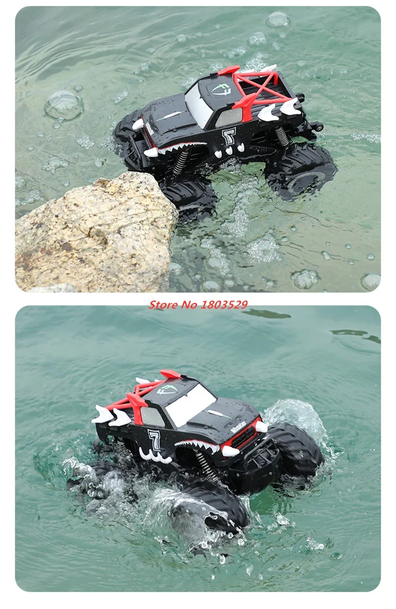 

2.4G 4WD 1/16 Remote Control Stunt Climbing Car Water Land Dual Car Waterproof Off Road Racing Vehicle Model For Boy Gift Toy
