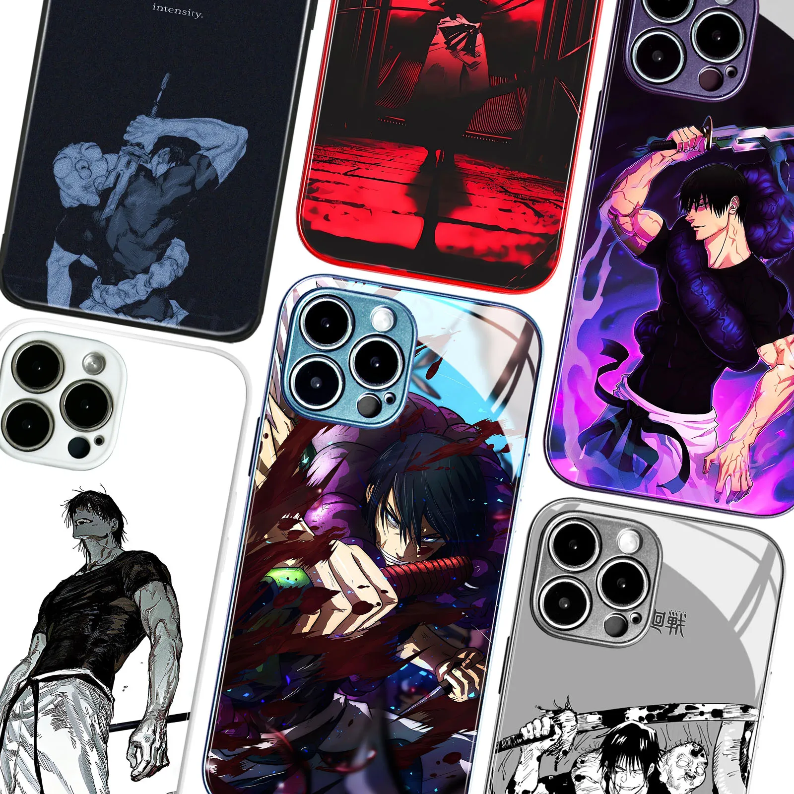 Toji Fushiguro JJK Manga Tpu Silicone Glass Anime Phone Case for iPhone 7 8 14 15 16 Plus Xr Xs 12 13 Mini 11 14 15 16 Pro Max