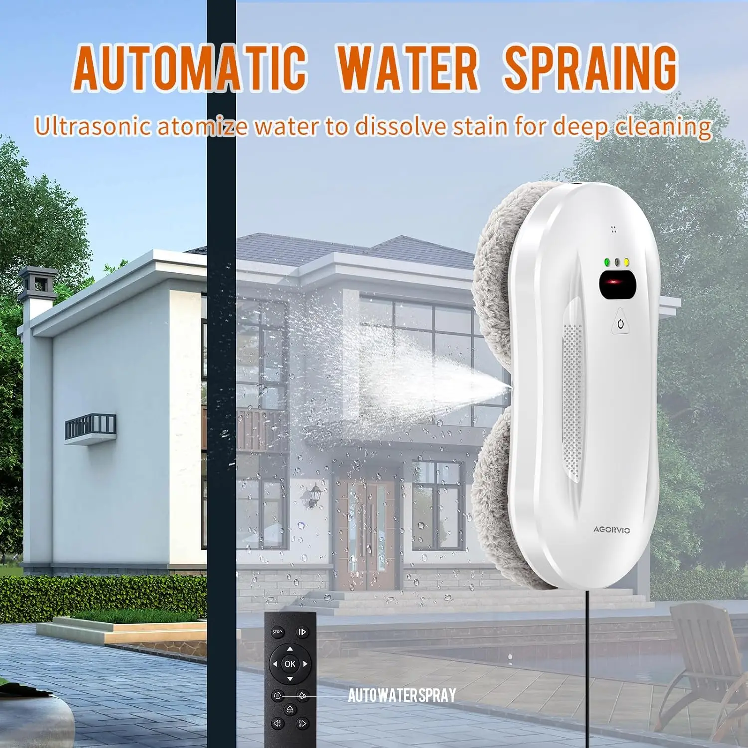 Cleaning Robot,Smart Windows Robot Cleaner with Long Life BLDC Motor,Automatic Water Spray,Remote Control Window Washer Robot fo