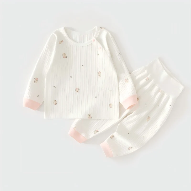 Baby Langarm-Baumwollanzug Weicher Atmungsaktiver Vier-Jahreszeiten-Heim-Krabbelanzug Set Hautfreundliches Vielseitiges Kleinkinder-Outfit