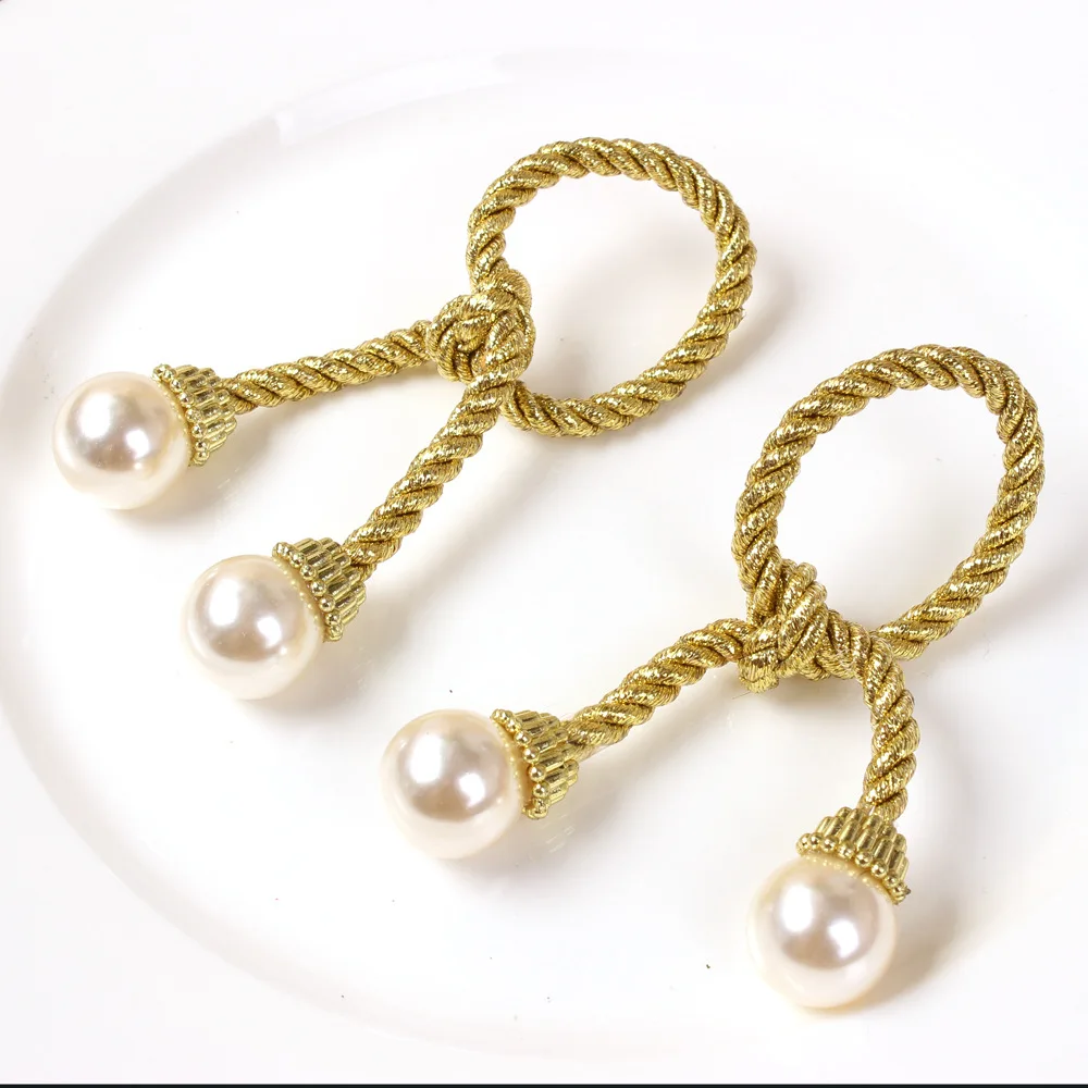 

Pearl Bow Napkin Ring, Cloth Ring, Mouth Buckle Napkin 10Pcs